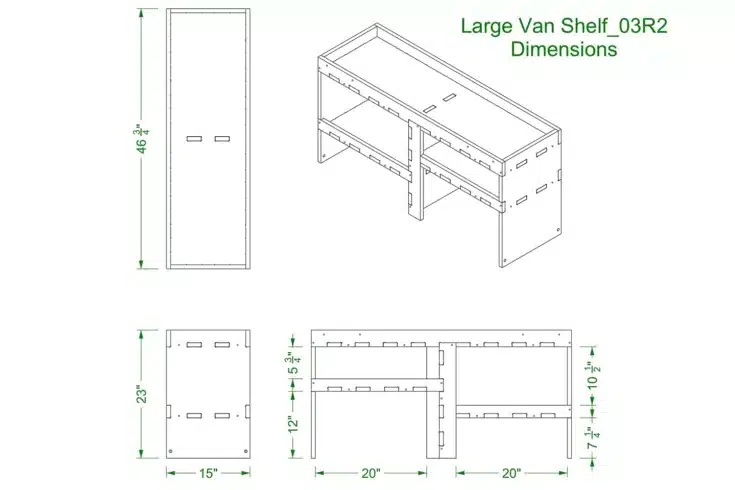 Dimensions for Large Van Shelf by Camp N Car