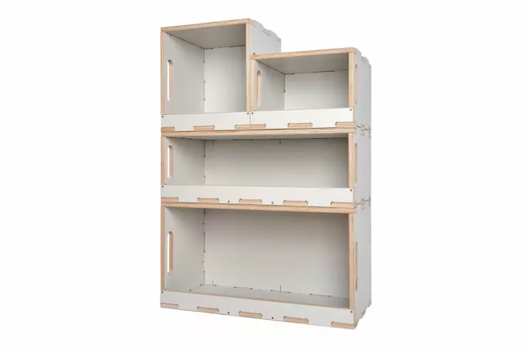 Small stacking shelf cubby for van, car, tiny home, RV camping organization and storage stacked up