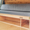 Frontier Futon modular transforming couch / bed for campervans, RVs and tiny homes created by Camp N Car in Port Townsend Washington in the USA.