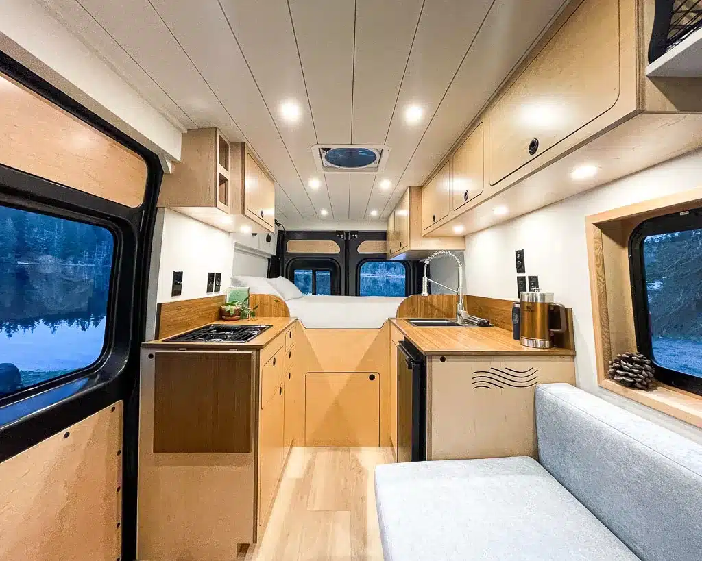 Spec RAM Promaster build offered by the professional van conversion shop at Camp N Car located in Port Townsend, Washington.