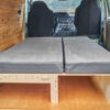 A perfectly fitted custom mattress for use with the Trunk Bunk modular expanding bed platform for cars and vans made by Camp N Car in Washington State in the Pacific Northwest of the United States of America.