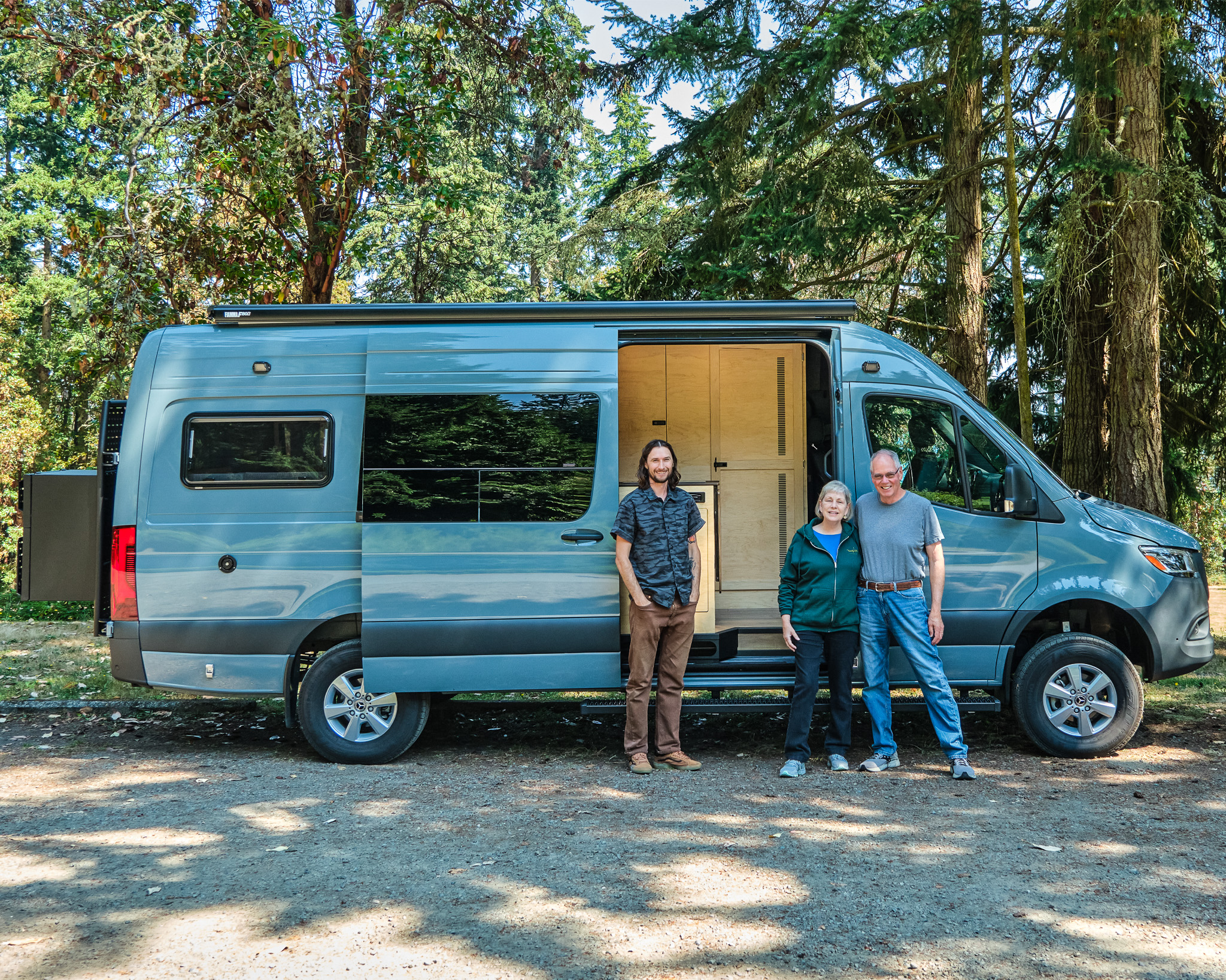 Beautifully converted Mercedes Sprinter with the 170 wheelbase built by Camp N Car world class van conversion shop in Port Townsend Washington on the Olympic Peninsula ready for PNW travel