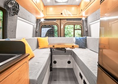 Beautifully converted Mercedes Sprinter with the 170 wheelbase built by Camp N Car world class van conversion shop in Port Townsend Washington on the Olympic Peninsula ready for PNW travel